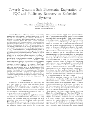 迈向量子安全区块链：嵌入式系统上的 PQC 和公钥恢复探索